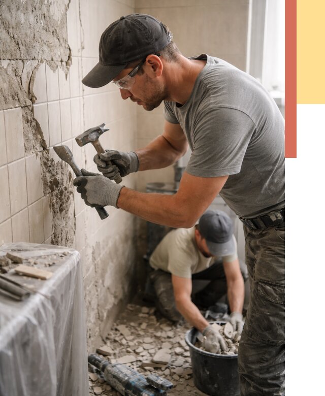 Демонтаж плитки со стен в каменке от 860 руб. — быстро и недорого | ОТДЕЛОЧНИК-Кам