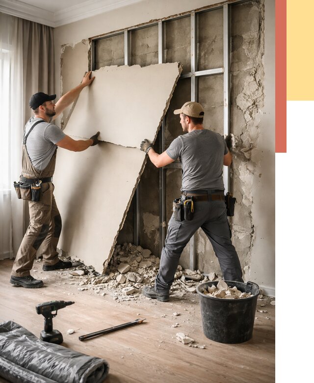 Демонтаж гипсокартона со стен в каменке от 354 руб. — услуги демонтажа | ОТДЕЛОЧНИК-Кам