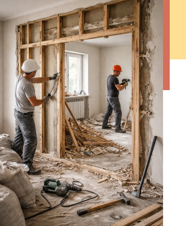 Демонтаж деревянных перегородок в каменке от 3237 руб. — быстро и недорого | ОТДЕЛОЧНИК-Кам