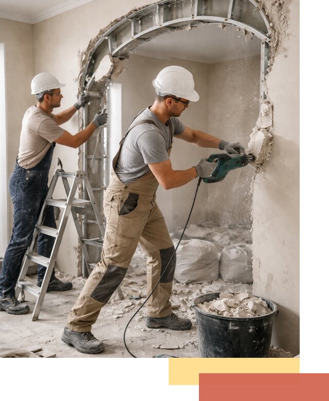 Демонтаж гипсокартонной арки в каменке быстро и аккуратно