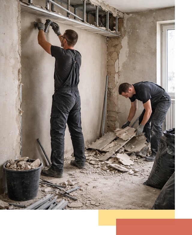 Демонтаж короба из гипсокартона в каменке быстро и аккуратно