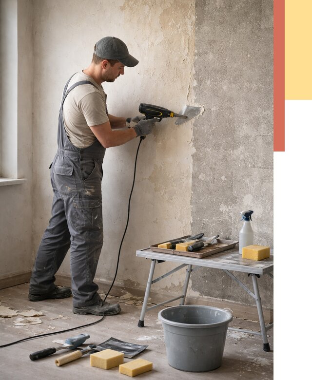 Очистка стен от клея в каменке от 1871 руб. — снятие и удаление клея со стен | ОТДЕЛОЧНИК-Кам