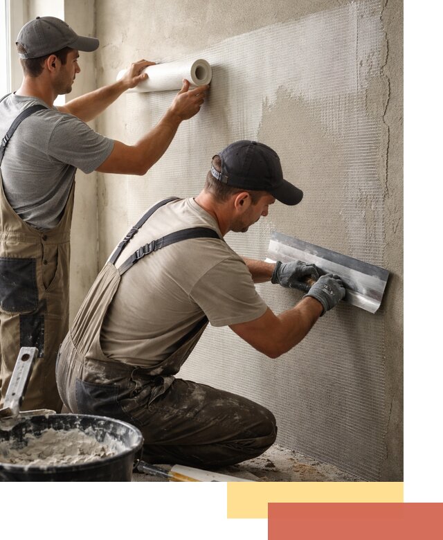 Армирование стен стеклосеткой в каменке для прочной отделки