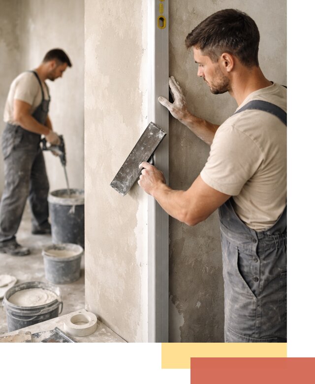 Выведение углов стен в каменке: монтаж и оштукатуривание