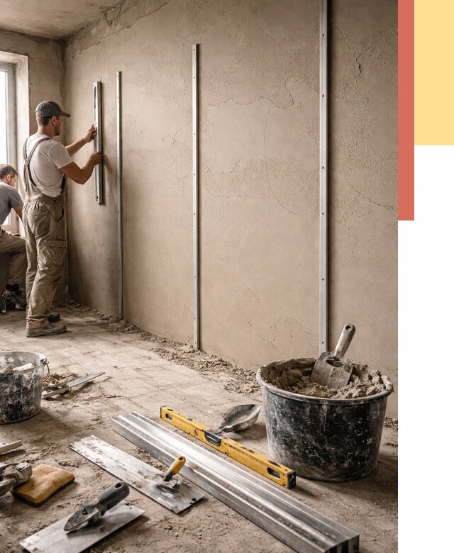 Штукатурка стен по маякам в каменке от 5563 руб./м² — выравнивание под ключ | ОТДЕЛОЧНИК-Кам