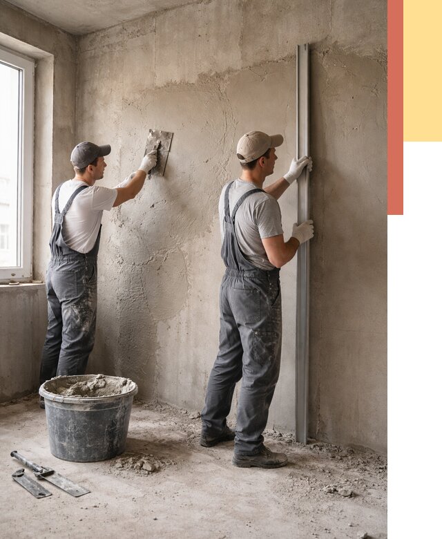 Штукатурка бетонных стен в каменке от 4552 руб/м² — качественно и быстро | ОТДЕЛОЧНИК-Кам