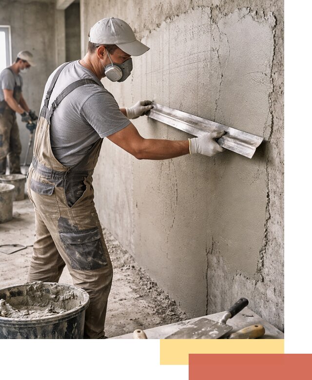 Штукатурка бетонных стен в каменке качественно и долговечно