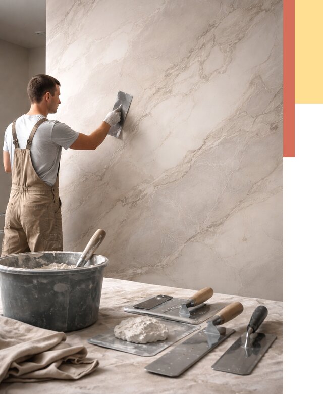 Декоративная штукатурка под мрамор в каменке от 2832 руб./м² — быстро и недорого | ОТДЕЛОЧНИК-Кам