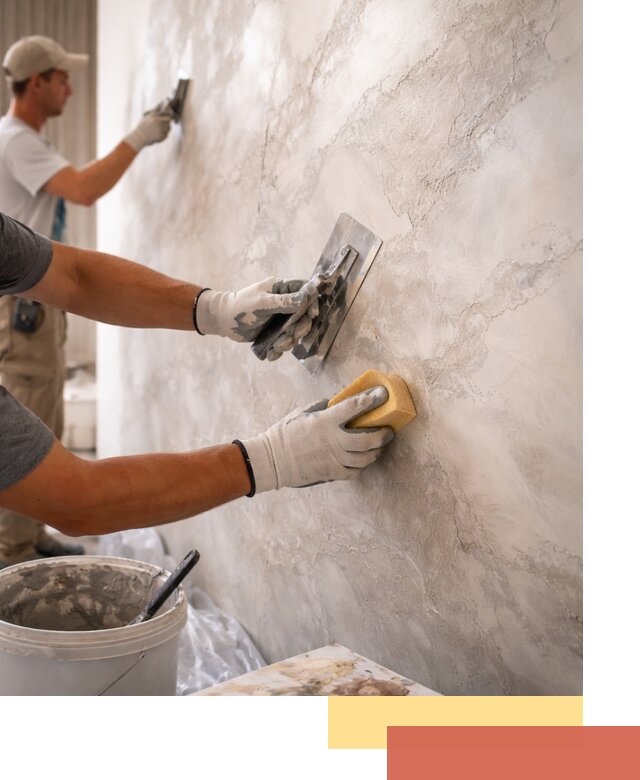 Декоративная штукатурка под мрамор в каменке для стен и потолков