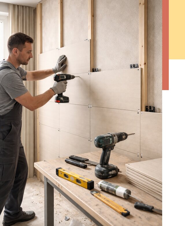 Монтаж МДФ панелей на стены в каменке от 1264 руб. под ключ | ОТДЕЛОЧНИК-Кам