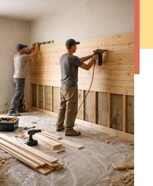 Монтаж деревянной вагонки на стены в каменке от 7586 руб. | Услуги монтажа вагонки | ОТДЕЛОЧНИК-Кам