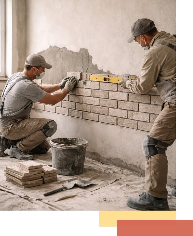 Монтаж декоративного кирпича профессионально в каменке