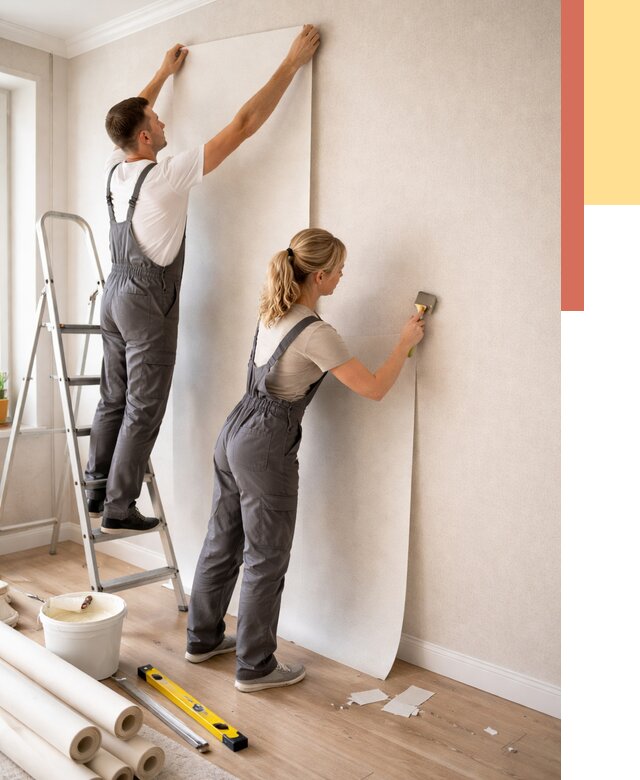 Поклейка флизелиновых обоев в каменке от 6069 руб. | Быстро и недорого — ОТДЕЛОЧНИК-Кам