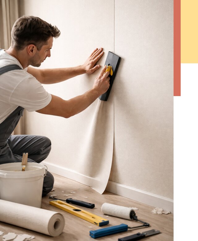 Поклейка виниловых обоев в каменке от 4552 руб. | Быстро и недорого — ОТДЕЛОЧНИК-Кам