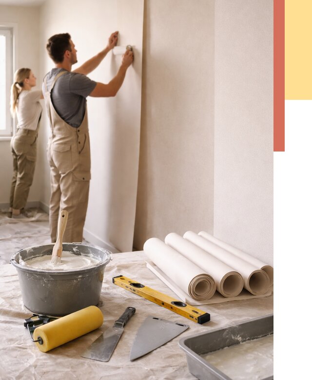 Поклейка бумажных обоев в каменке от 5563 руб./м2 — быстро и недорого | ОТДЕЛОЧНИК-Кам