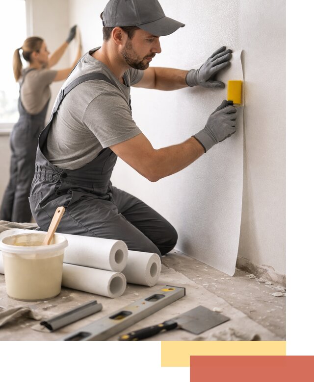 Поклейка стеклообоев профессионально в каменке