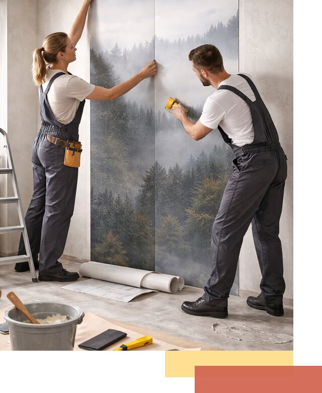 Поклейка фотообоев профессионально в каменке под ключ