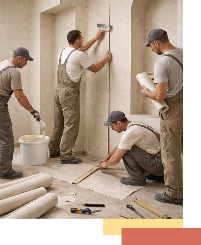 Поклейка обоев на сложные стены и неровные поверхности в каменке