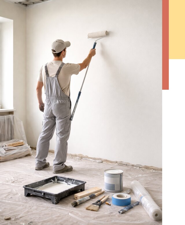 Покраска стен водоэмульсионной краской в каменке от 455 руб. за м² | ОТДЕЛОЧНИК-Кам