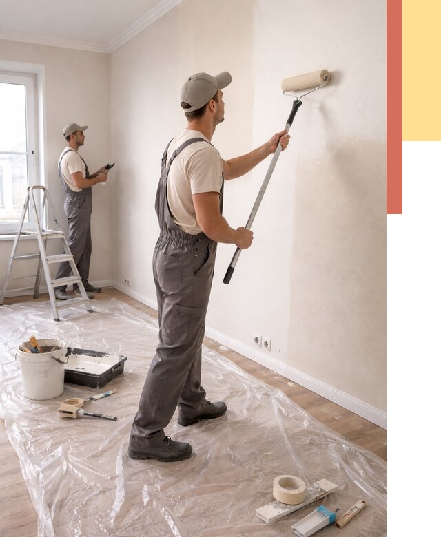 Покраска стен акриловой краской в каменке от 3540 руб./м² — быстро и недорого | ОТДЕЛОЧНИК-Кам