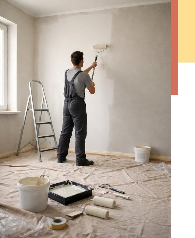 Покраска стен моющейся краской в каменке от 354 руб./м² — быстро и недорого | ОТДЕЛОЧНИК-Кам