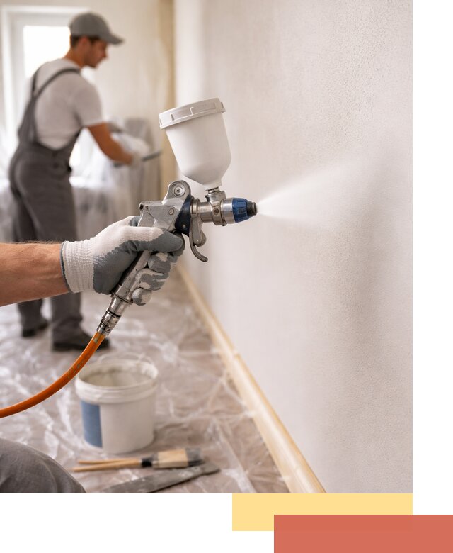 Покраска стен краскопультом в каменке быстро и качественно