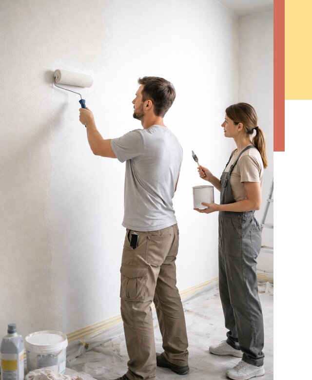 Окраска стен по стеклохолсту в каменке от 4552 руб/м² под ключ | ОТДЕЛОЧНИК-Кам