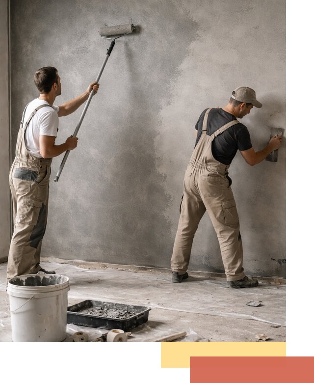 Покраска стен под бетон в каменке профессионально и недорого