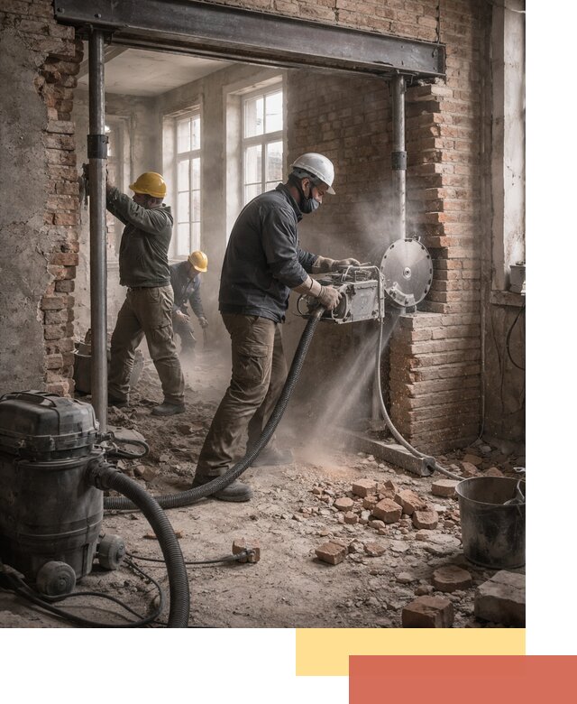 Прорезка проема в стене под дверной или оконный проем в каменке