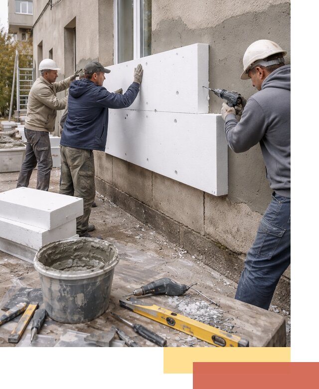 Утепление наружных стен пенопластом в каменке