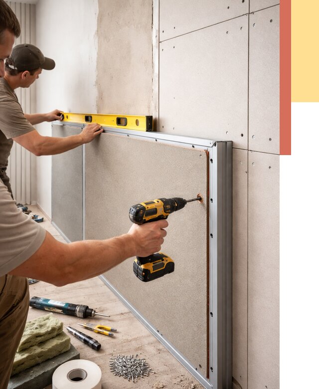 Шумоизоляция стен панелями ЗИПС в каменке от 2225 руб./м² под ключ | ОТДЕЛОЧНИК-Кам