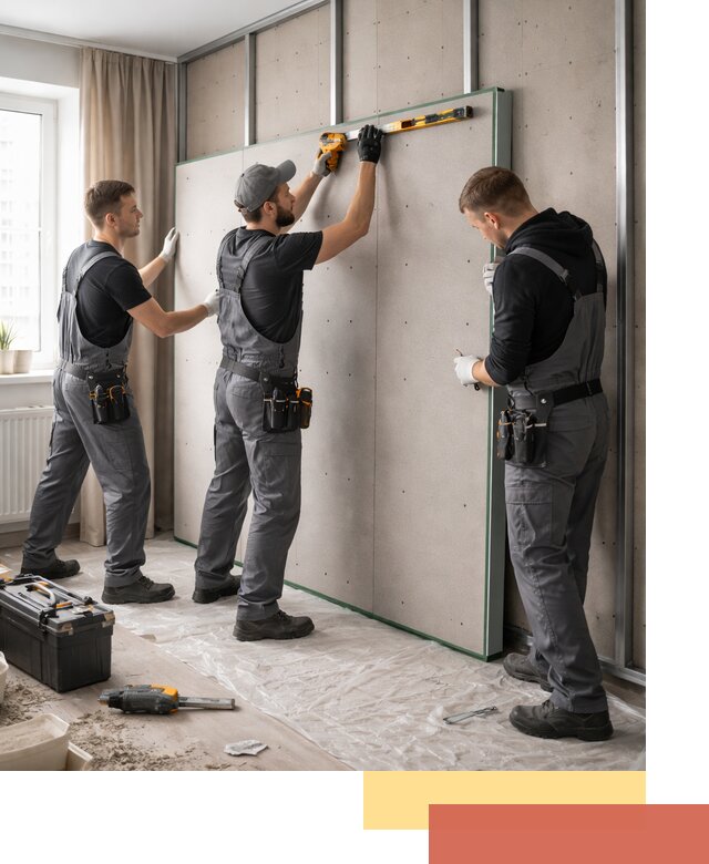 Шумоизоляция стен панелями ЗИПС в каменке для жилых и коммерческих помещений