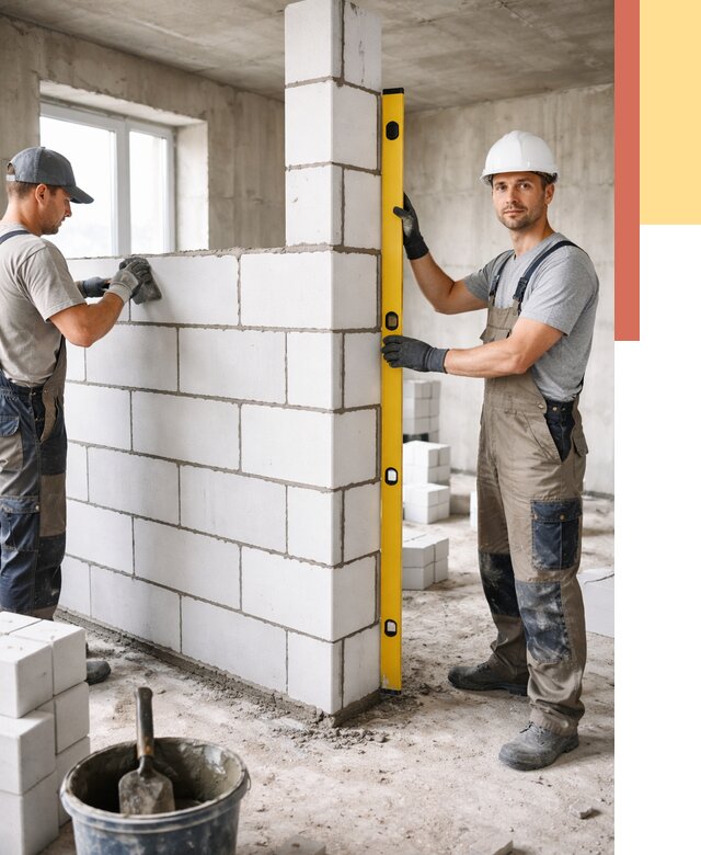 Кладка перегородок из пеноблока в каменке от 1821 руб. под ключ | ОТДЕЛОЧНИК-Кам