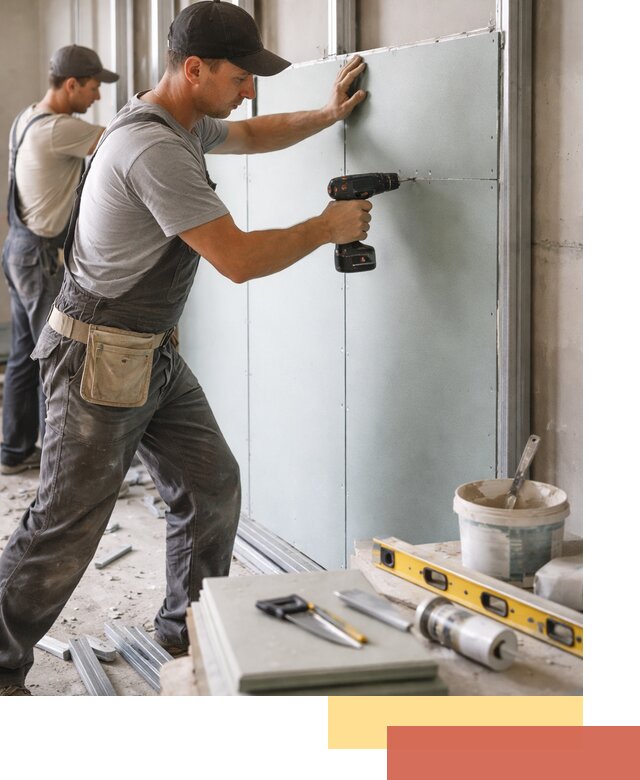 Кладка влагостойких перегородок ПГП в каменке