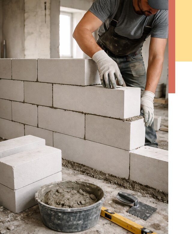 Кладка перегородок из силикатного блока в каменке от 4046 руб. под ключ | ОТДЕЛОЧНИК-Кам