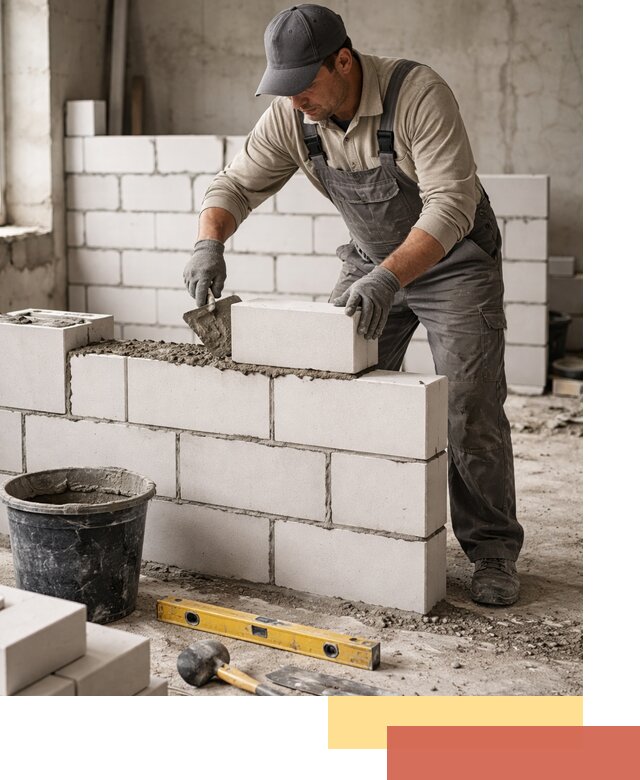 Кладка перегородок из силикатного блока в каменке