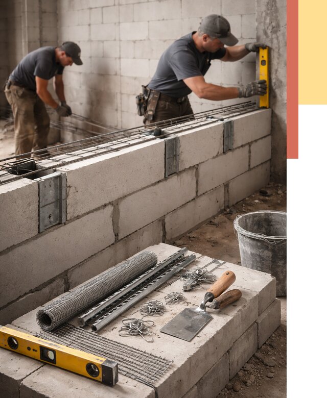 Армирование кладки перегородок в каменке от 759 руб. под ключ | ОТДЕЛОЧНИК-Кам