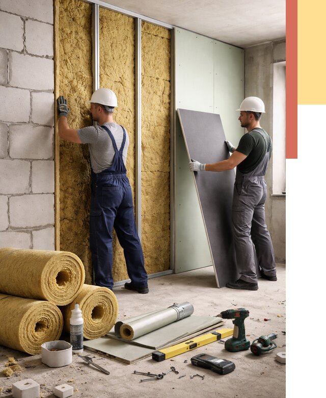 Шумоизоляция перегородок из блоков в каменке от 1871 руб./м² — быстро и недорого | ОТДЕЛОЧНИК-Кам