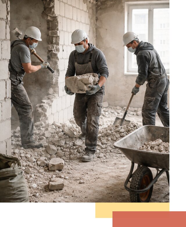 Демонтаж блочных перегородок в каменке быстро и аккуратно