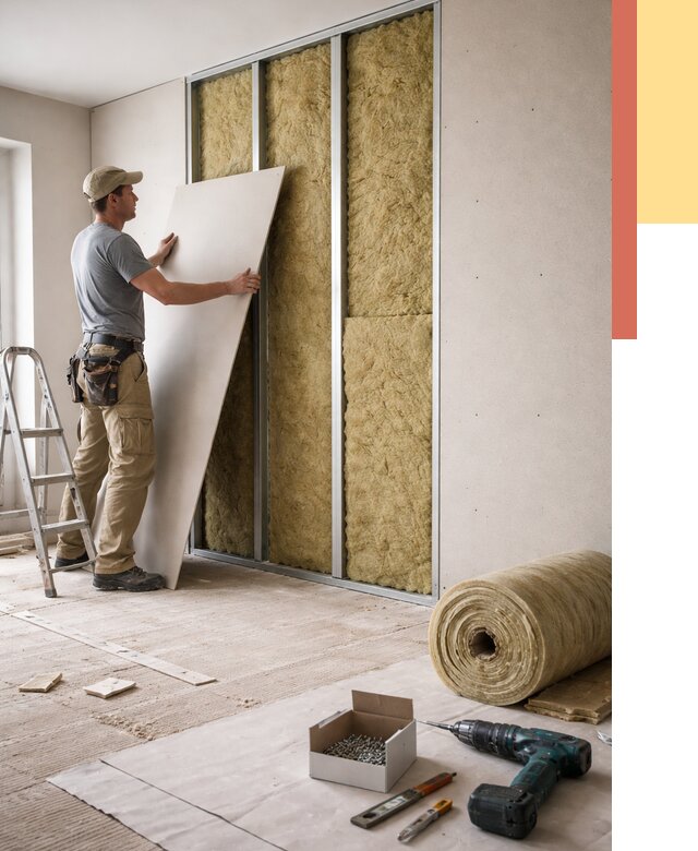 Перегородка из гипсокартона с шумоизоляцией в каменке от 3156 руб. | ОТДЕЛОЧНИК-Кам