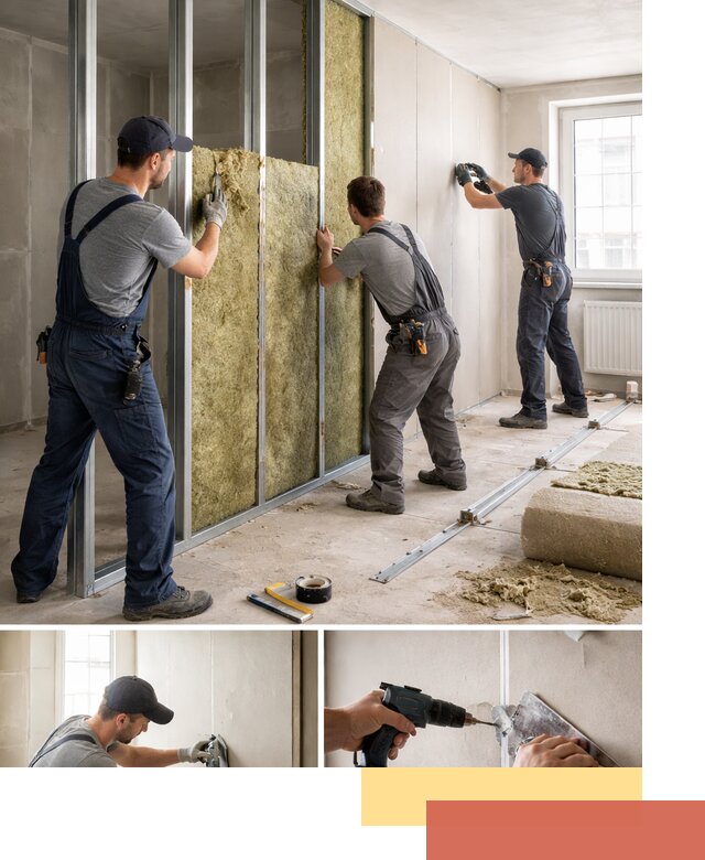 Перегородка из гипсокартона с шумоизоляцией в каменке — монтаж под ключ