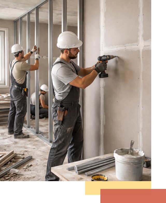 Перегородки из огнестойкого гипсокартона в каменке под ключ