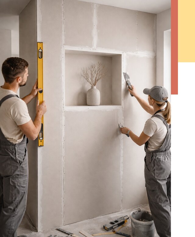 Перегородка из гипсокартона с нишей в каменке от 3287 руб. под ключ | ОТДЕЛОЧНИК-Кам