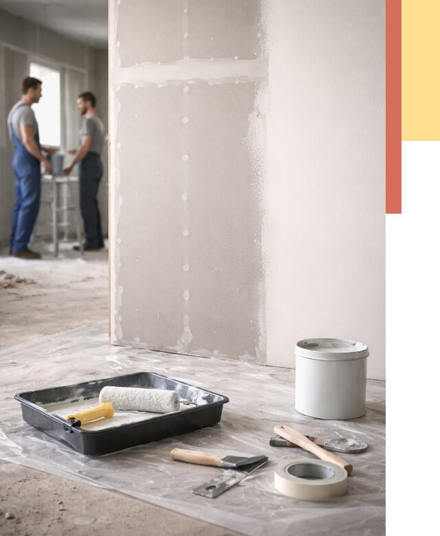 Покраска перегородок из гипсокартона в каменке от 4552 руб. под ключ | ОТДЕЛОЧНИК-Кам