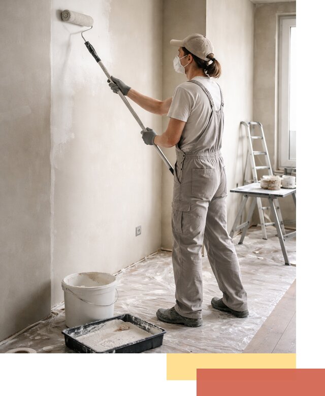 Покраска перегородок из гипсокартона в каменке качественно и недорого