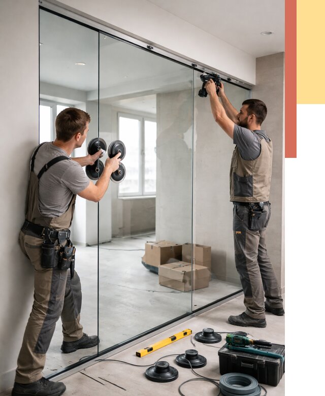 Монтаж стеклянных перегородок в каменке от 6575 руб. | ОТДЕЛОЧНИК-Кам