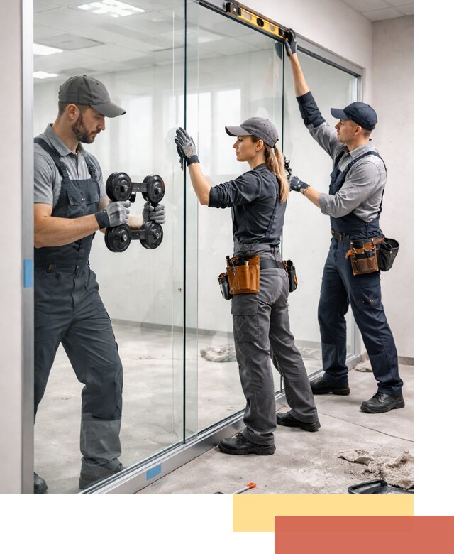 Профессиональный монтаж стеклянных перегородок в каменке