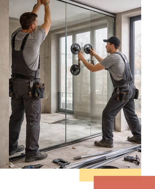 Цельностеклянные перегородки под ключ в каменке