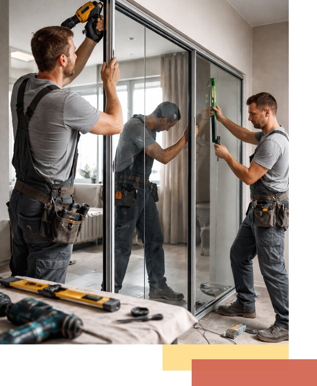 Каркасные стеклянные перегородки под ключ в каменке