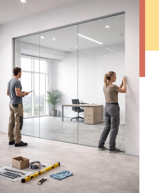 Перегородки из закаленного стекла в каменке от 9609 руб. под ключ | ОТДЕЛОЧНИК-Кам